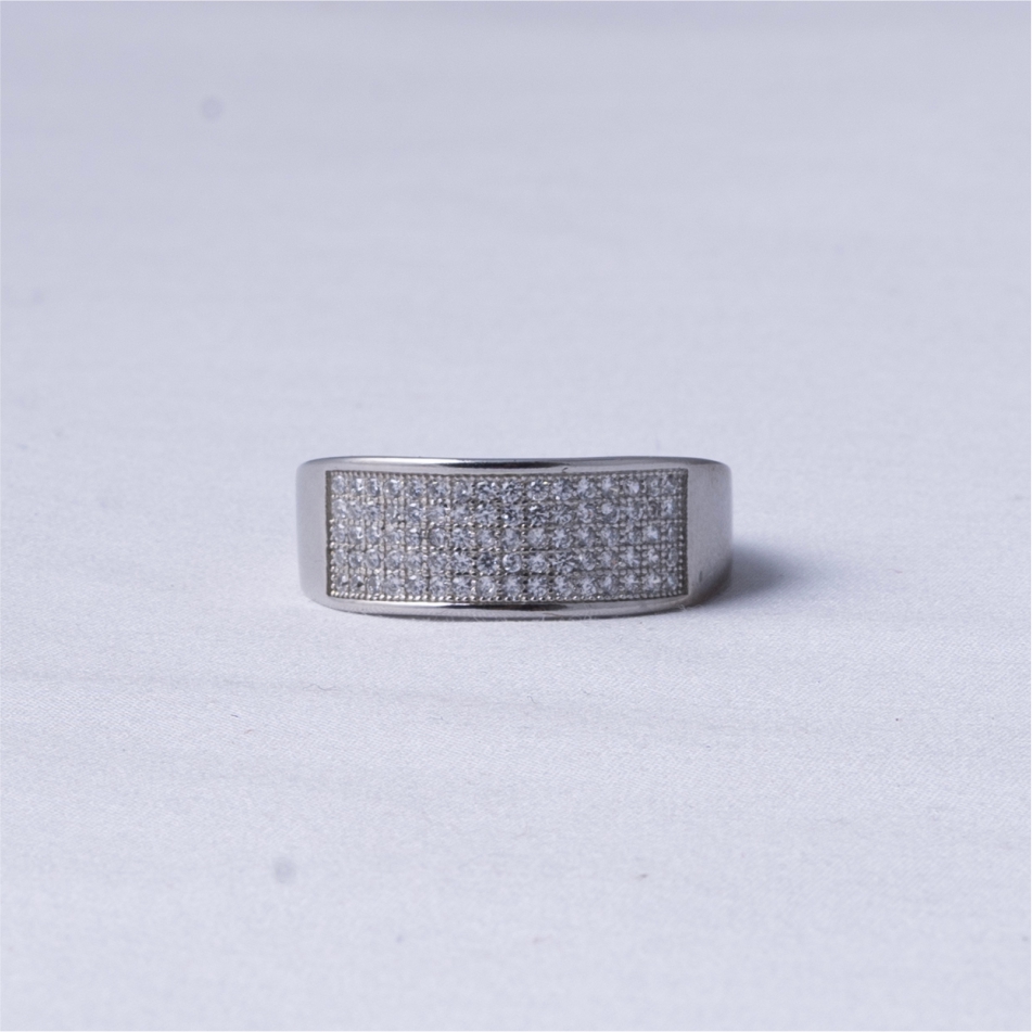 Diamond Pave Silver Band Ring