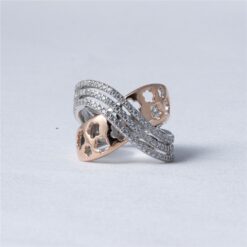 Rose Gold Clover Crossover Silver Ring