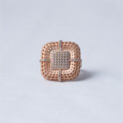 Rose Gold Lattice CZ Statement Ring