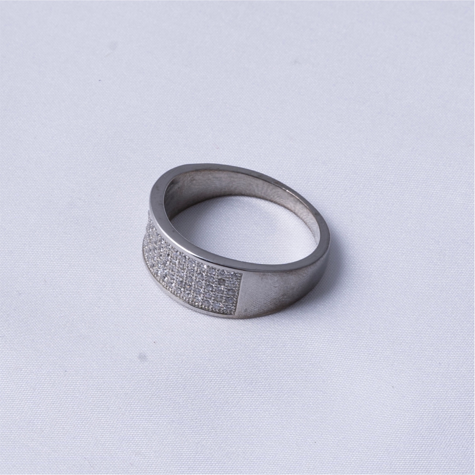 Diamond Pave Silver Band Ring - Image 3