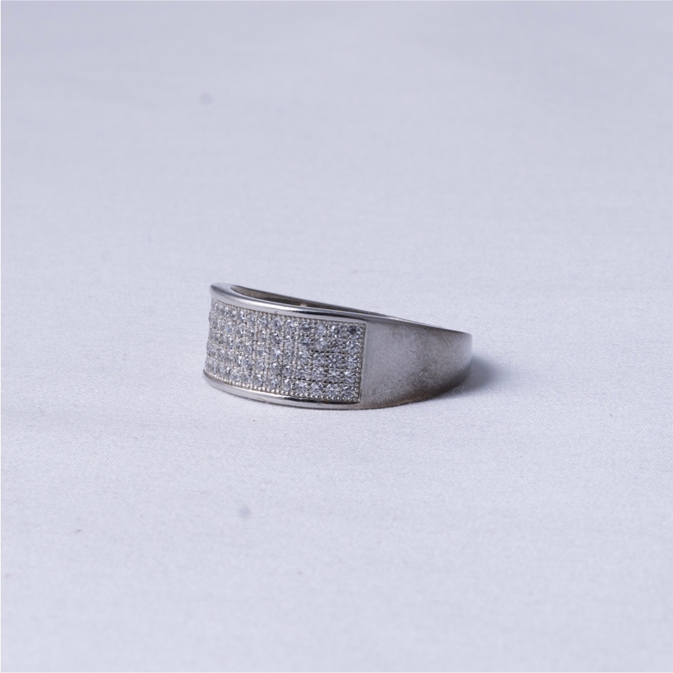 Diamond Pave Silver Band Ring - Image 4