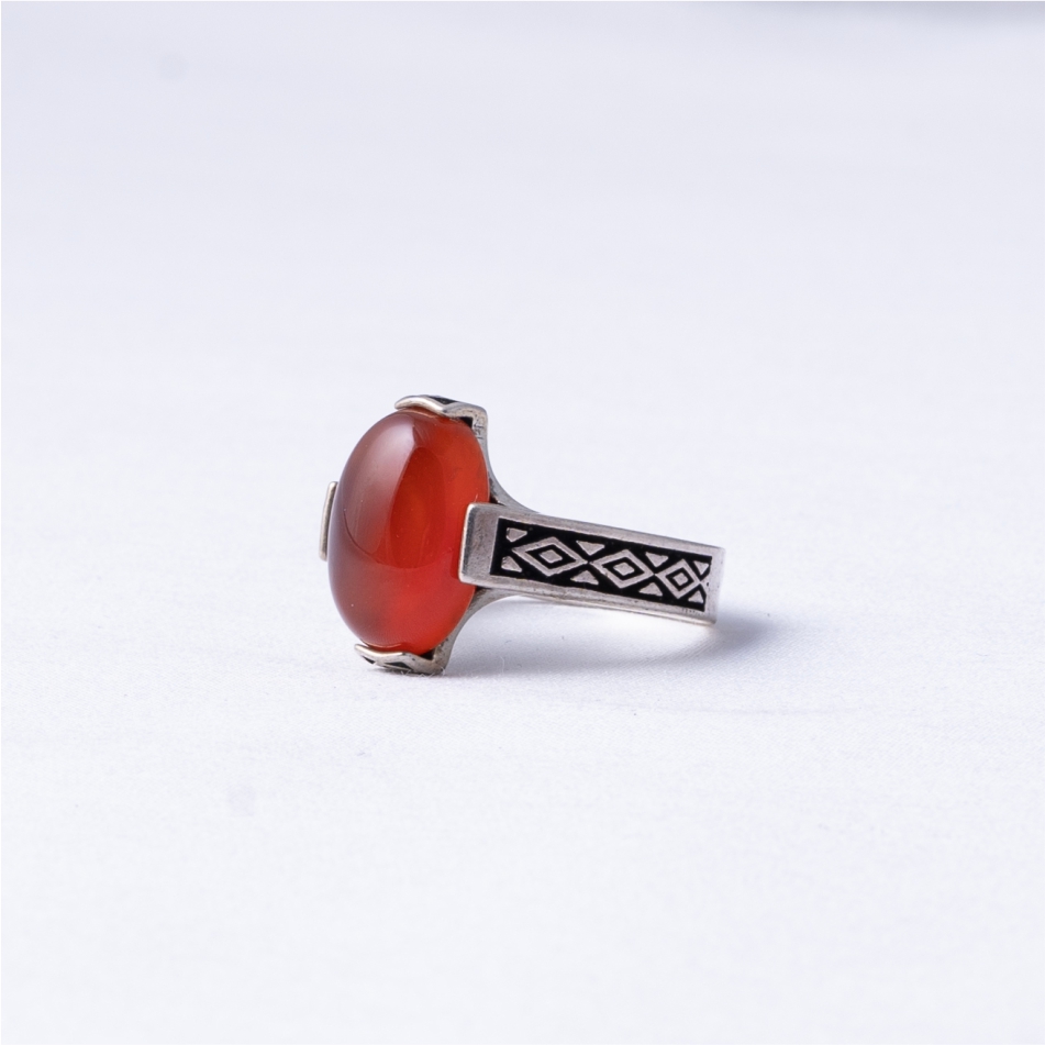 925 Sterling Silver Red Akik Stone Ring - Image 3