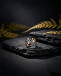 Alternative view of Rose Gold Clover Crossover Silver Ring
