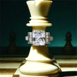 Alternative view of 925 Silver Princess Cut Halo Ring