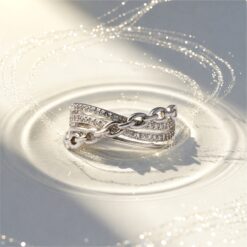 Alternative view of Chain Design Diamond Style 925 Silver Ring