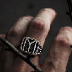 Alternative view of Black Stone Initial Y 925 Silver Ring