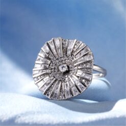 Alternative view of 925 Silver Sunburst Halo Statement Ring