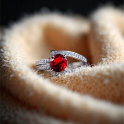 Alternative view of 925 Silver Ruby Solitaire Split Shank Ring