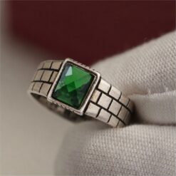 Alternative view of Emerald Rectangle Signet 925 Silver Ring