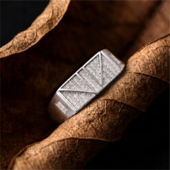 Alternative view of Geometric Pave 925 Silver Ring