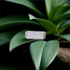 Alternative view of 925 Silver Iced Rectangle Signet Ring