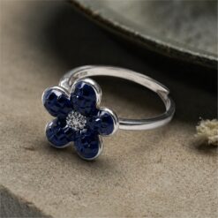 Alternative view of Blue Flower 925 Silver Ring