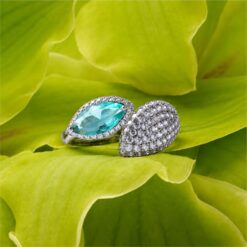 Alternative view of Green Marquise Open 925 Silver Ring