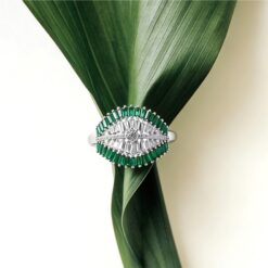 Alternative view of Green Evil Eye 925 Silver Ring