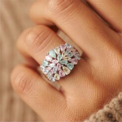 Alternative view of 925 Silver Pastel Marquise Cluster Statement Ring