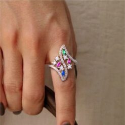 Alternative view of 925 Silver Multicolor Marquise Leaf Ring