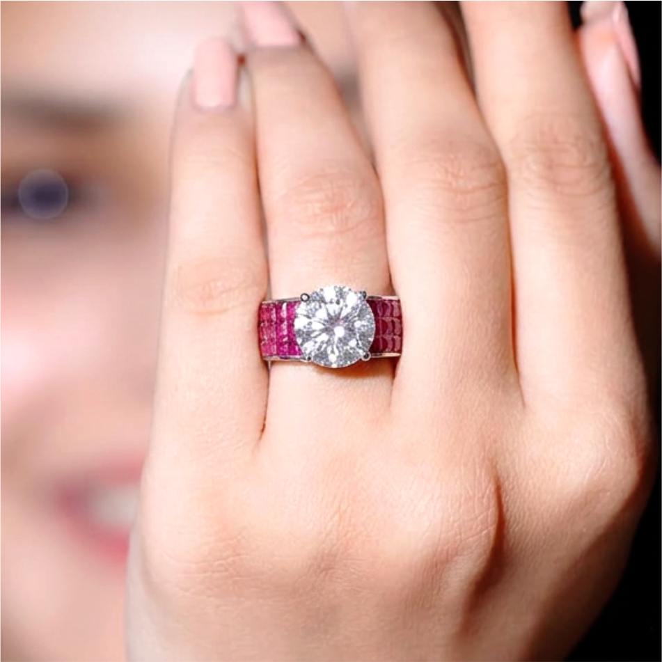 925 Silver Pink Halo Statement Ring - Image 2
