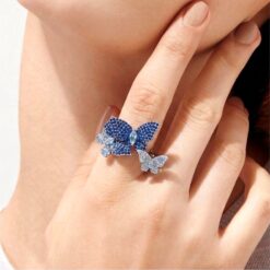 Alternative view of 925 Silver Blue Butterfly Open Ring