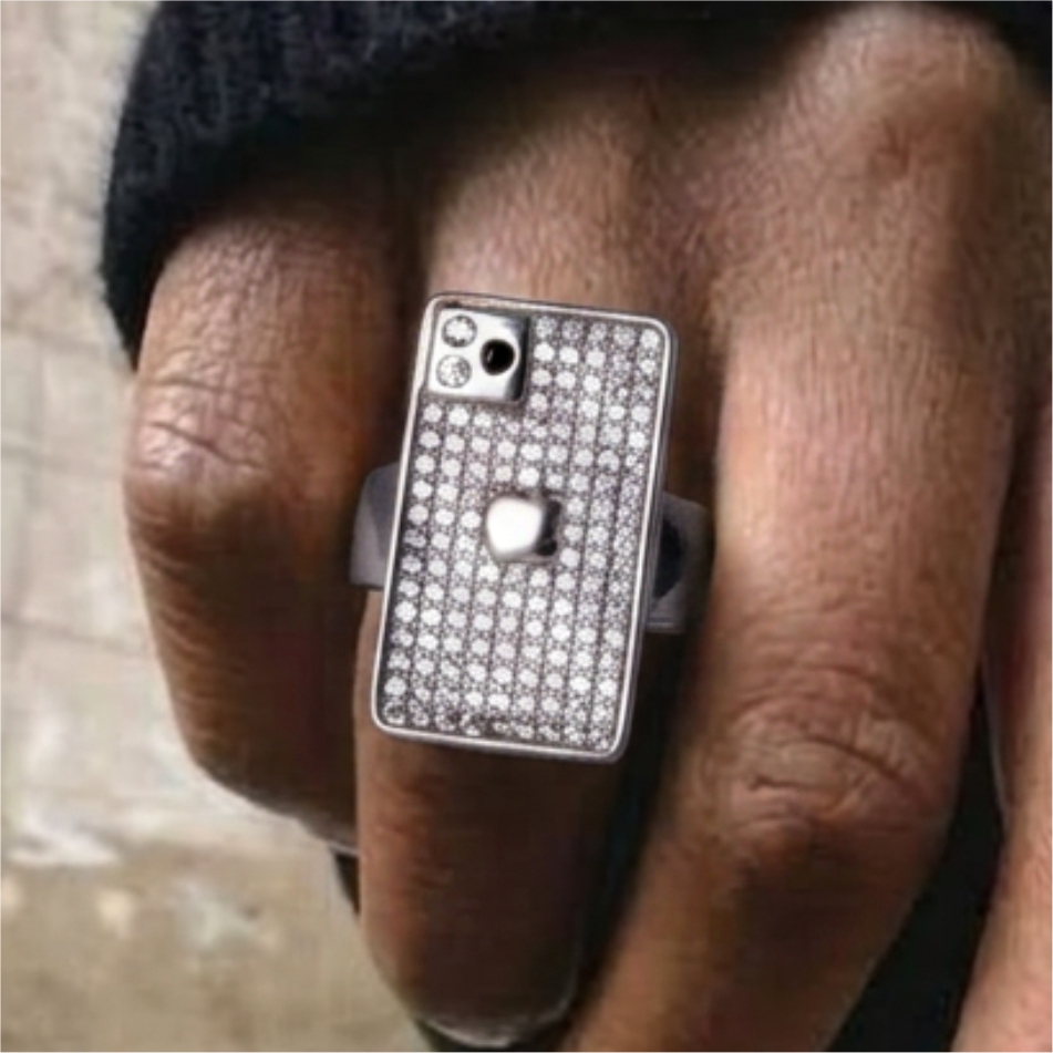 Rectangle Crystal Stone Oxidised 925 Silver Ring - Image 3