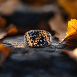 Alternative view of Black Stone Gold Accent 925 Silver Ring