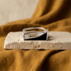 Alternative view of Modern Black Stone 925 Silver Ring