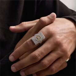 Alternative view of Rectangle Crystal Stone Oxidised 925 Silver Ring