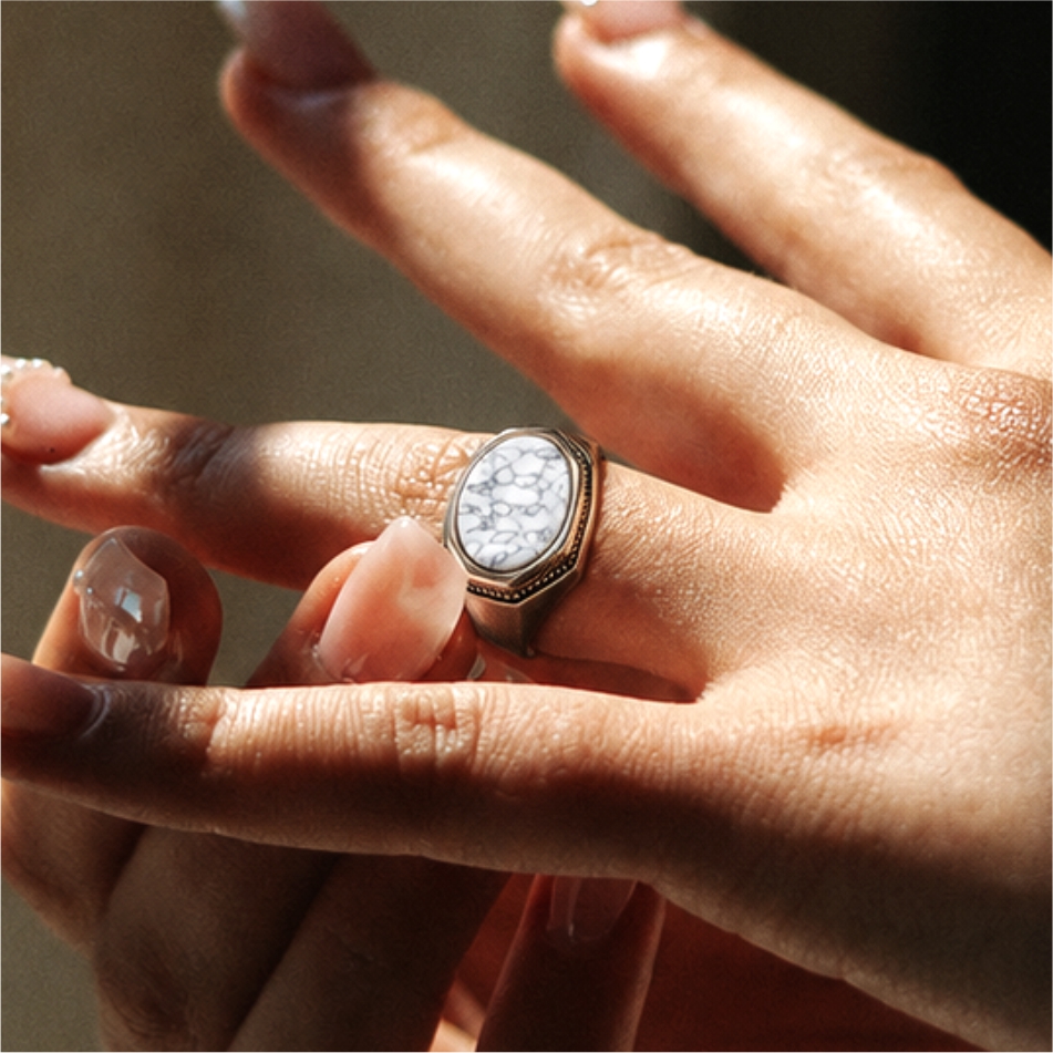 white stone irani cut men's ring