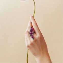 Alternative view of Ruby Leaf Design 925 Silver Ring
