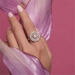 Alternative view of Rose Gold Octagonal Halo 925 Silver Ring