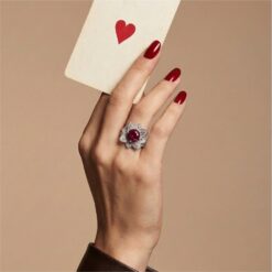 Alternative view of Ruby Flower Design 925 Silver Ring