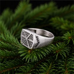 Alternative view of Black Stone Geometric 925 Silver Ring