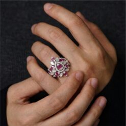 Alternative view of Pink and White Designer Statement 925 Silver Ring