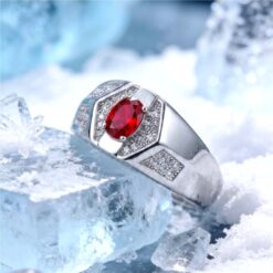 Alternative view of Ruby Geometric Signet Men Ring