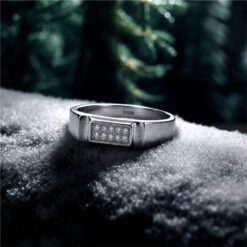 Alternative view of Minimalist Rectangle CZ Silver Ring