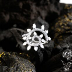 Alternative view of Sunburst Spiral Open Design 925 Silver Ring