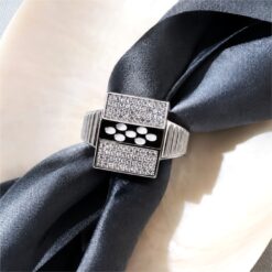 Alternative view of Dual Panel CZ Silver Ring