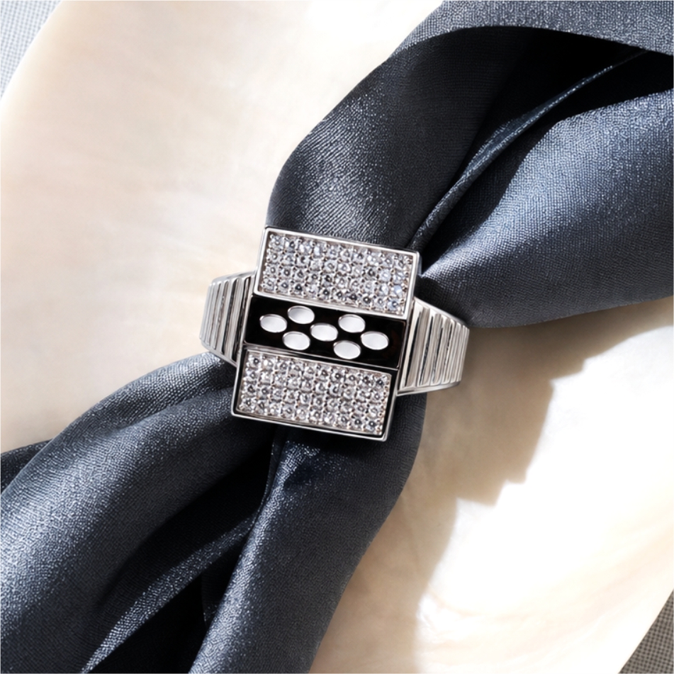 Dual Panel CZ Silver Ring - Image 2