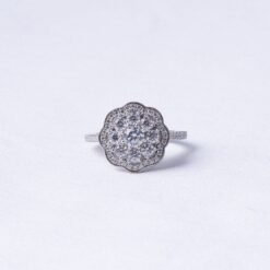 Floral Halo CZ Cluster Ring