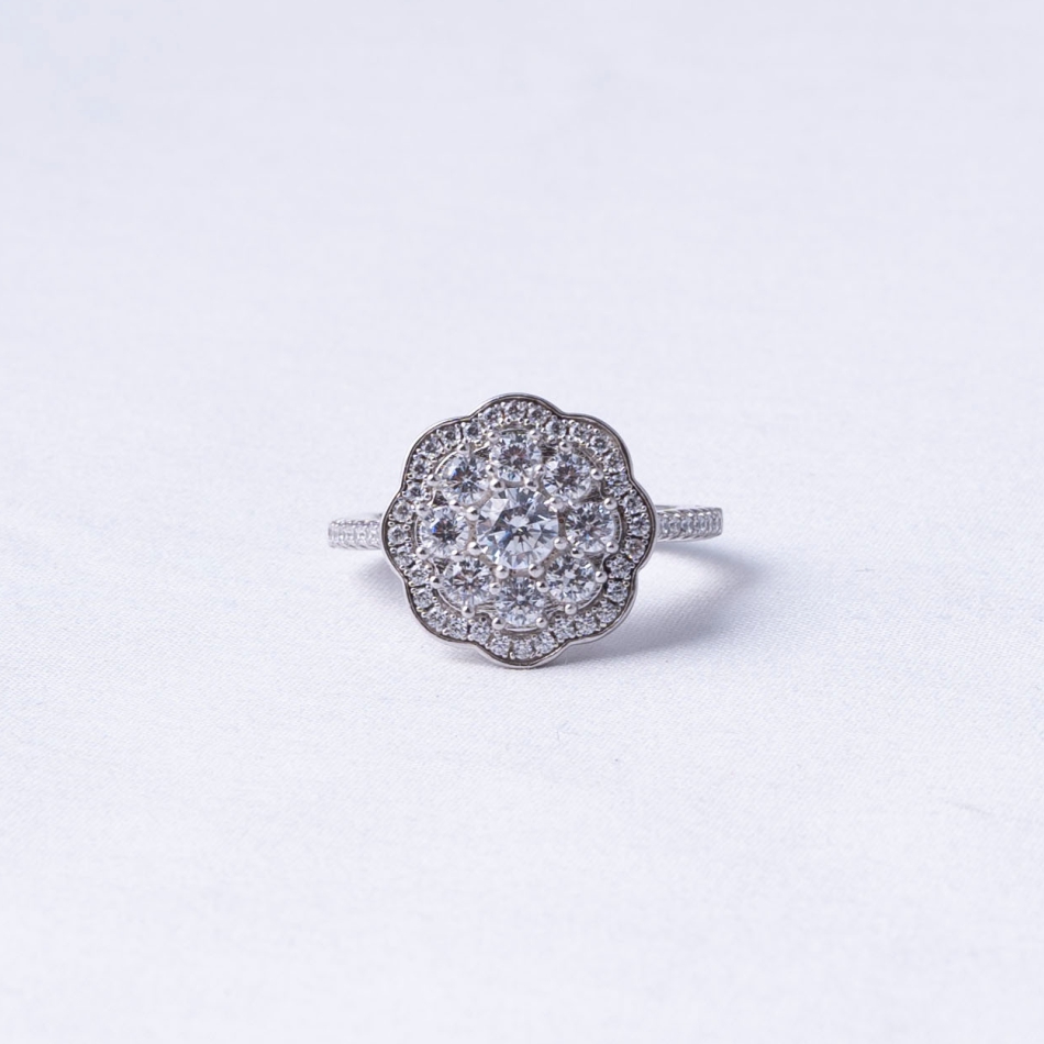 Floral Halo CZ Cluster Ring