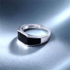 Alternative view of Black Onyx Minimalist Signet Ring