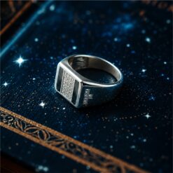 Alternative view of Black Onyx & CZ Rectangular Signet Ring