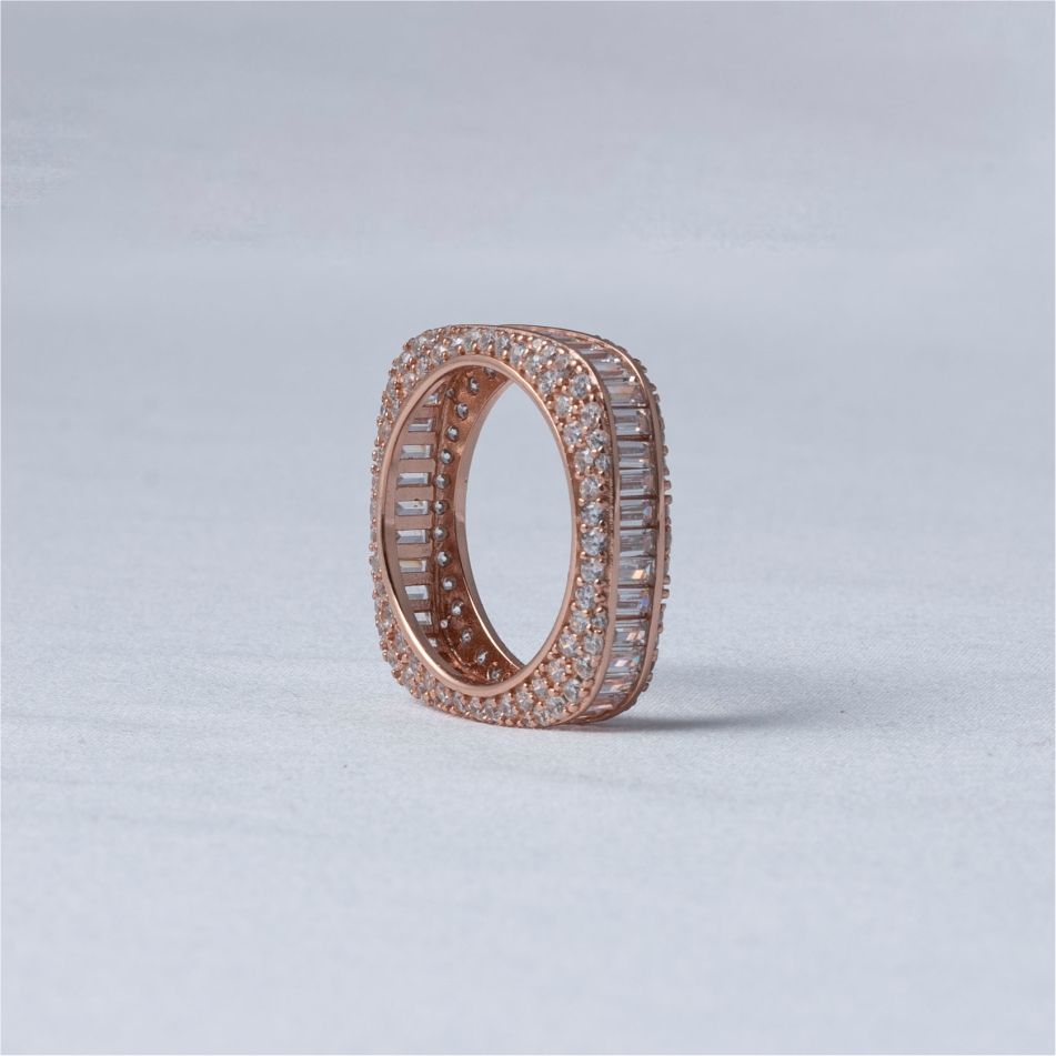 Rose Gold CZ Eternity Band Ring - Image 3
