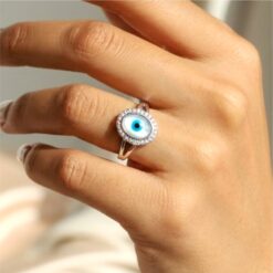 Alternative view of Evil Eye Halo Silver Ring