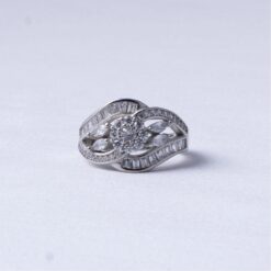 Floral Infinity Baguette Design 925 Silver Ring