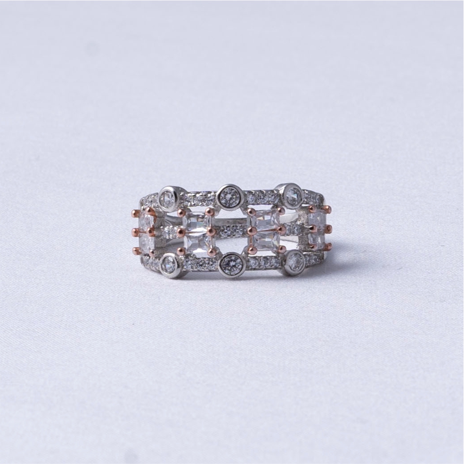 Rose Gold Diamond Style 925 Silver Ring