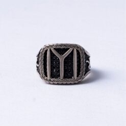 Black Stone Initial Y 925 Silver Ring