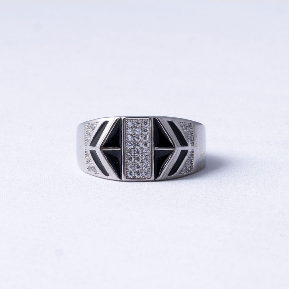 Black Geometric 925 Silver Ring