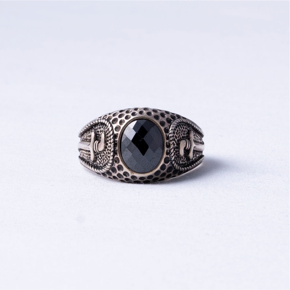 Black Oval Stone 925 Silver Ring
