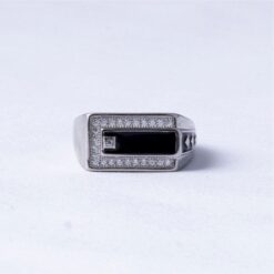 Black Rectangle Halo 925 Silver Ring