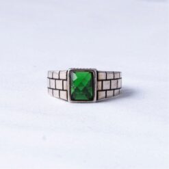 Emerald Rectangle Signet 925 Silver Ring